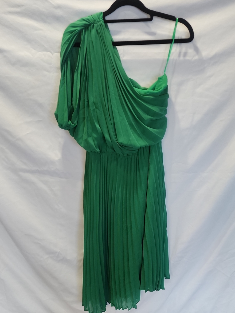Walter Baker Emerald Green One-Shoulder Pleated Dress